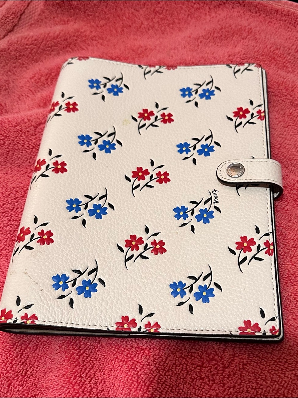 COACH Floral White Tablet Case with Snap Closure - White
